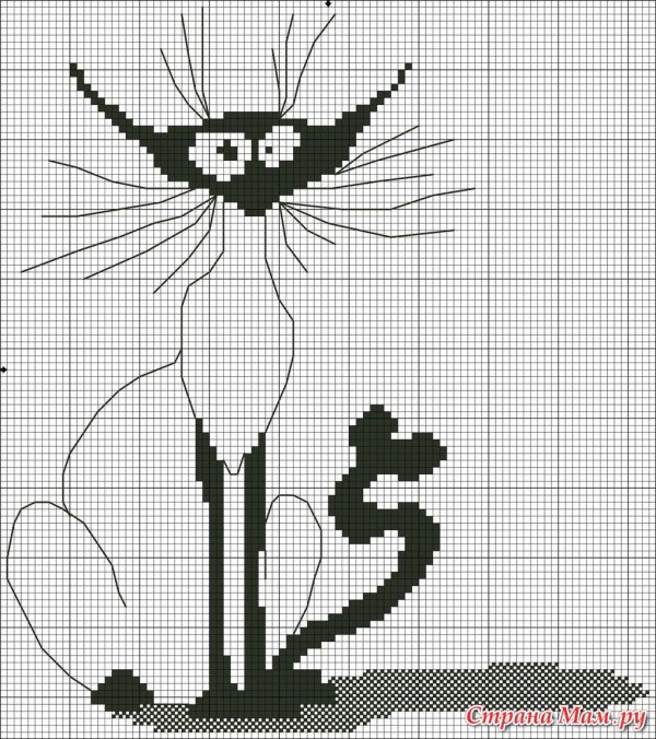 монохромная вышивка крестом