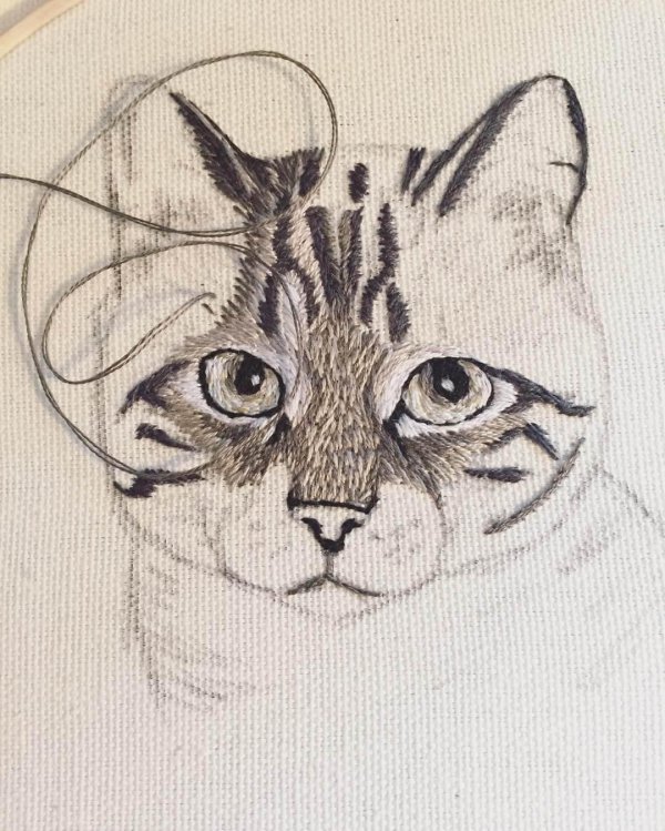 вышивка гладью животные