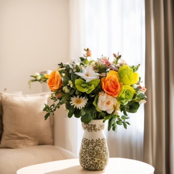 цветочные композиции из искусственных цветов для интерьера