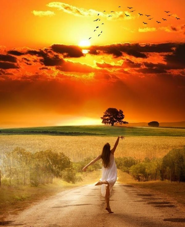 женщина рассвет