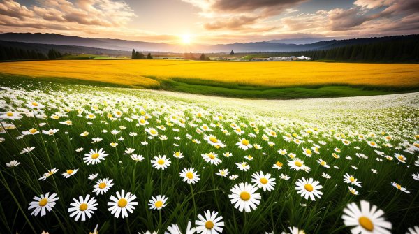 поле ромашек