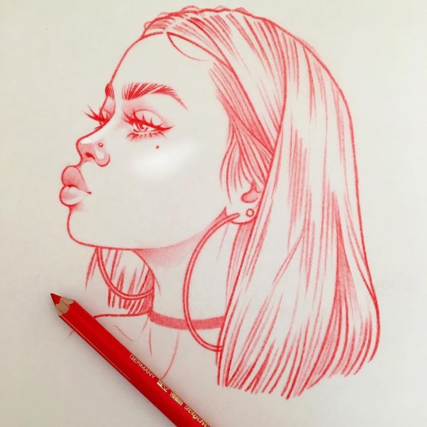 девушка карандашом