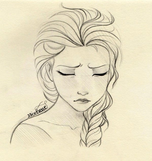 скетчи персонажей дисней эльза