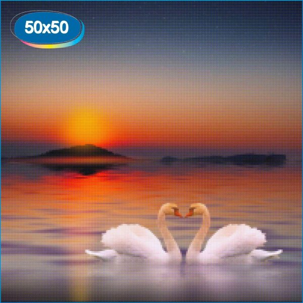 алмазная мозаика лебединая пара