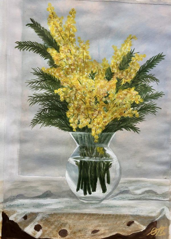 мимоза гуашью
