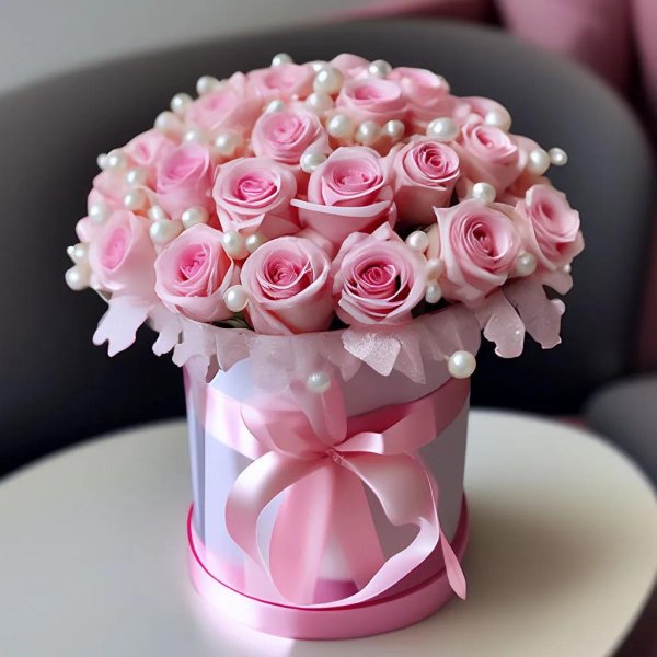 цветы в шляпной коробке