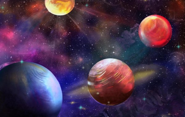 картина космоса с планетами