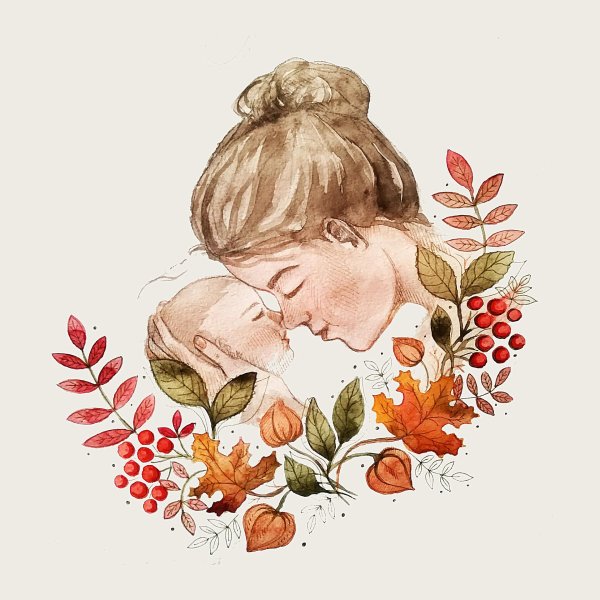 день матери акварель