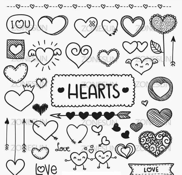 hand drawn hearts
