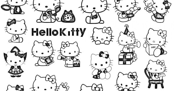 наклейки раскраски хелло китти
