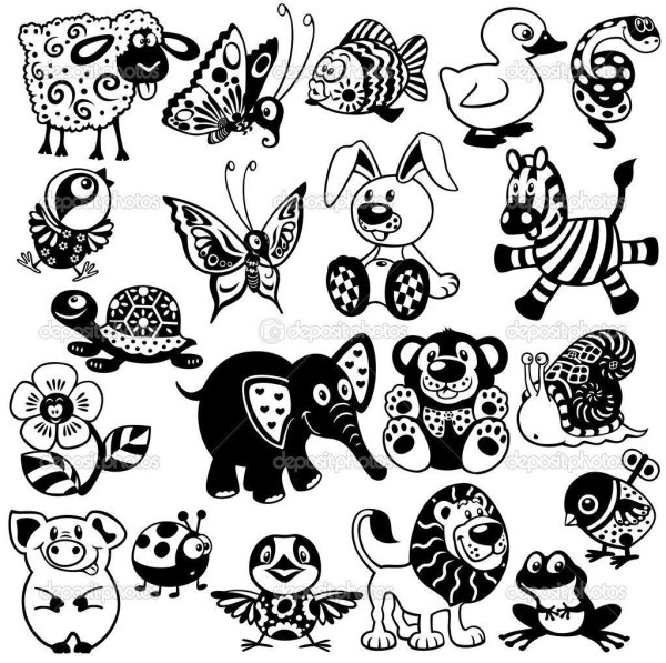 наклейки с животными черно белые