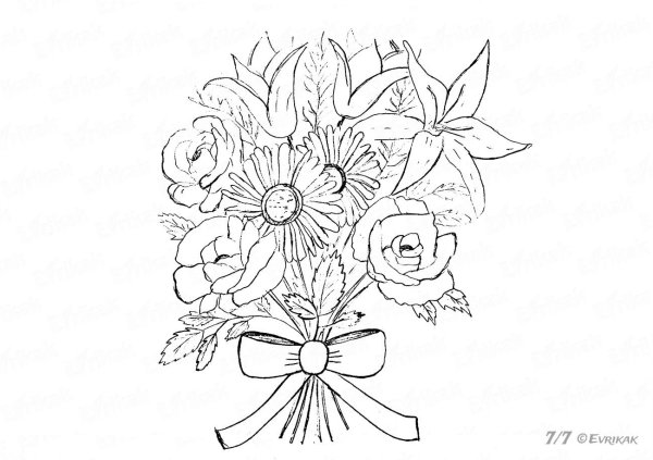 букет цветов раскраска