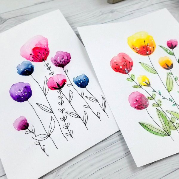 открытка акварель