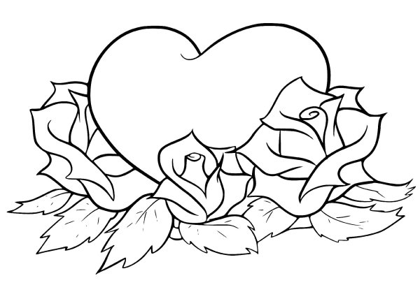 раскраски сердечки и цветы