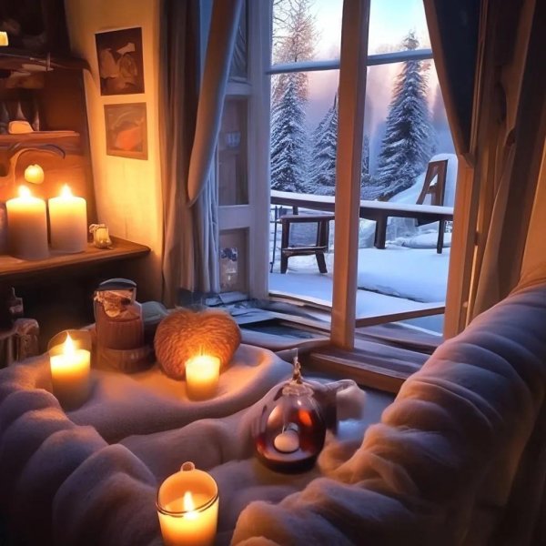 уютный дом зимой