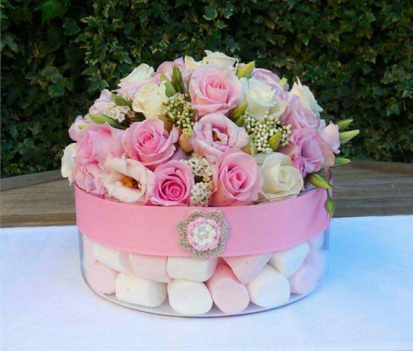 торт коробка цветов