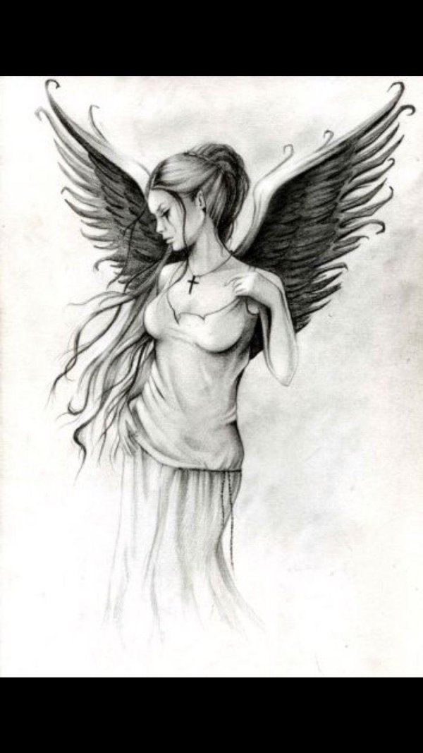 эскиз ангела девушки