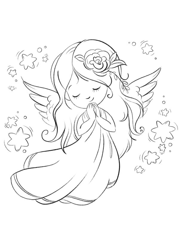 раскраска ангелочек