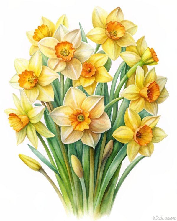 рисование букет нарциссов