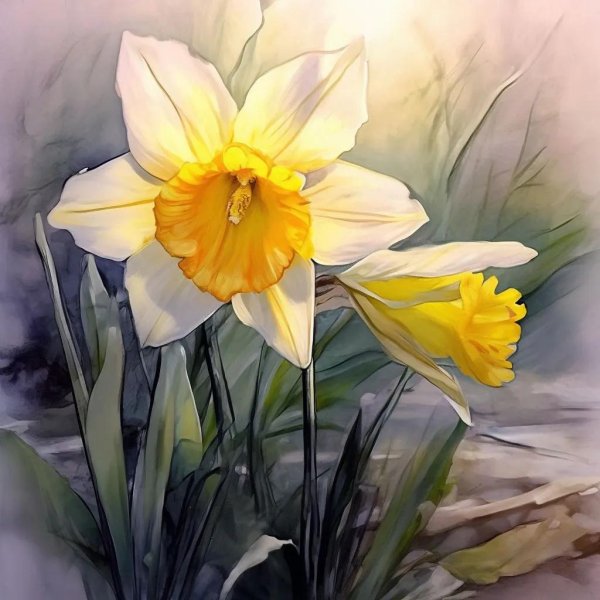 энн мортимер акварель нарциссы