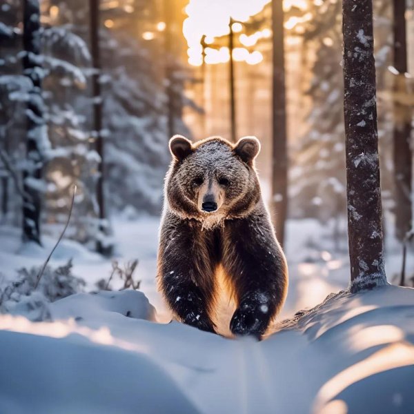 медведи зимой