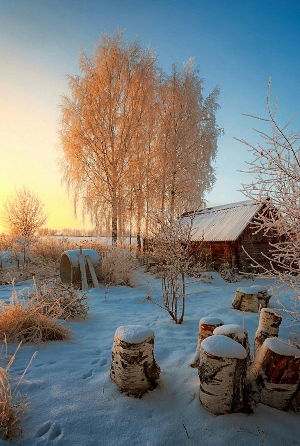 зимние деревенские пейзажи