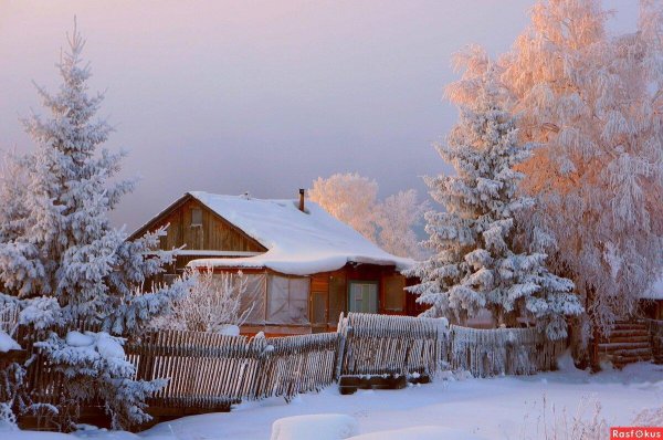 русская деревня зимой