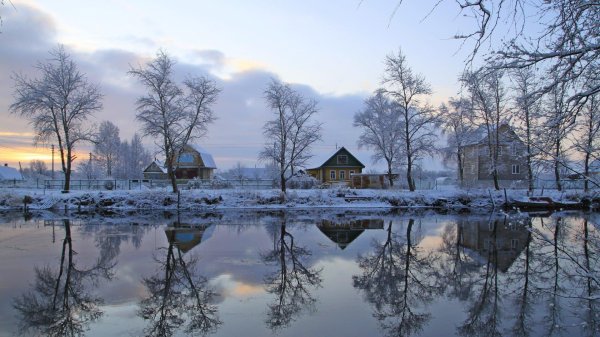 зимние деревенские пейзажи