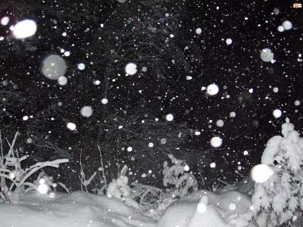 хлопья снега летят