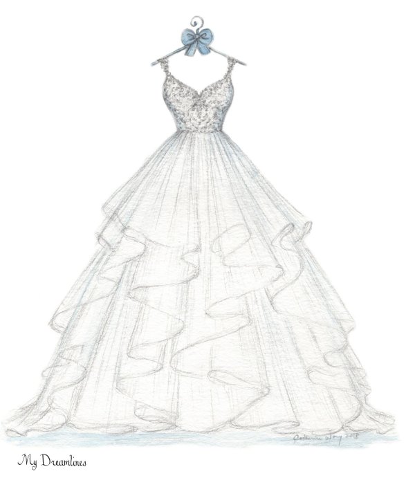 рисунки моделей платьев