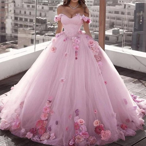 розовое свадебное платье