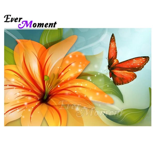 лилии и бабочка