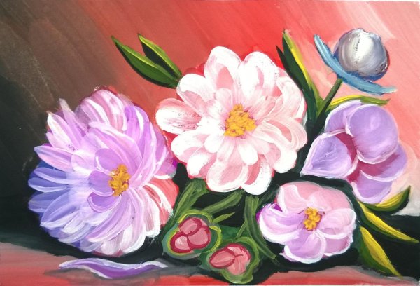 цветок гуашью