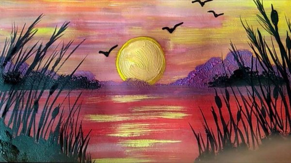 рисование закат