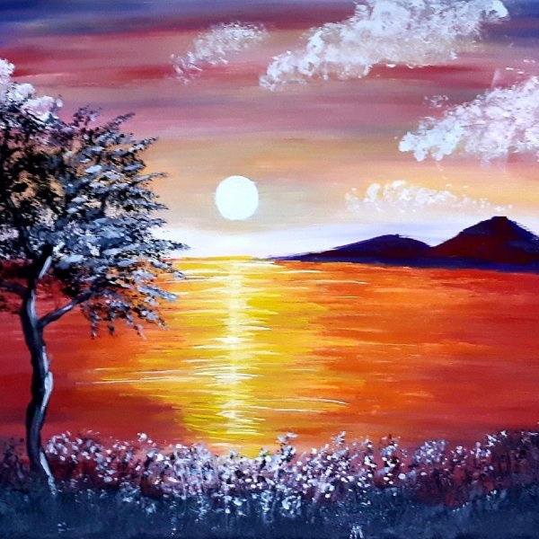 пейзаж закат рисунок