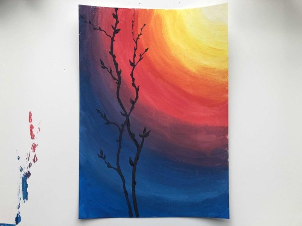 цветовая растяжка гуашью