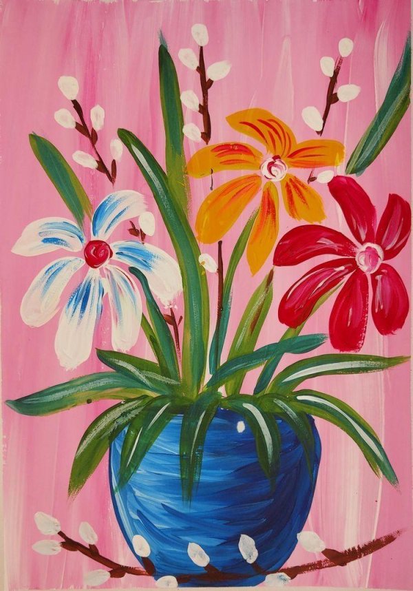 цветок гуашью