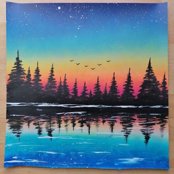 правополушарное рисование северное сияние