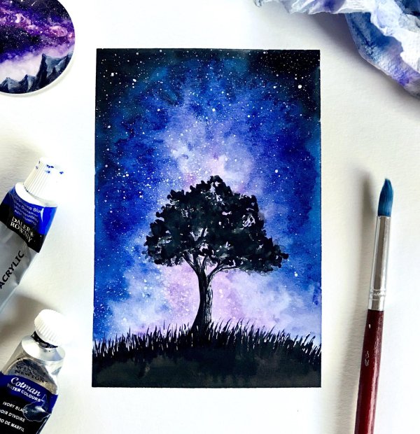 космос акварель