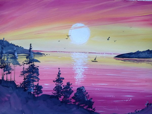 пейзаж гуашь