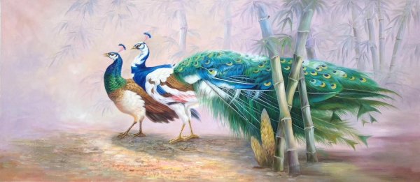 живопись райский сад павлины