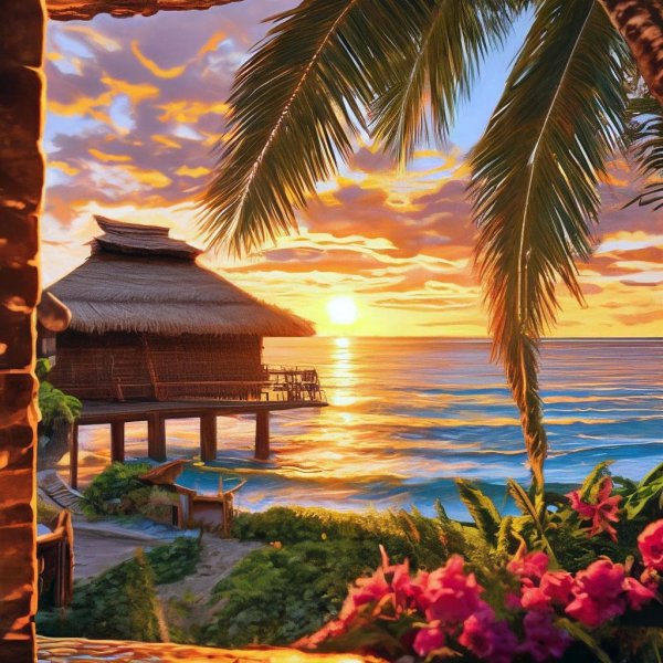 море пальмы бунгало