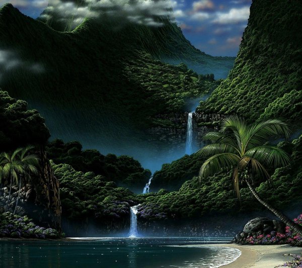 тропический водопад