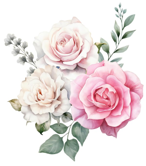 роза акварель