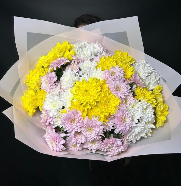 букеты из хризантем кустовых микс