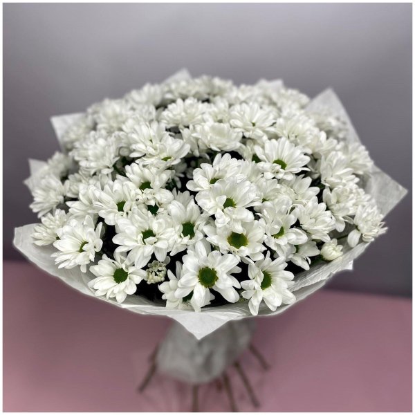 11 белых хризантем