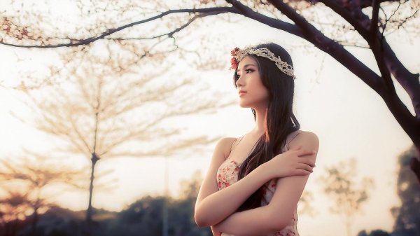 девушки природа