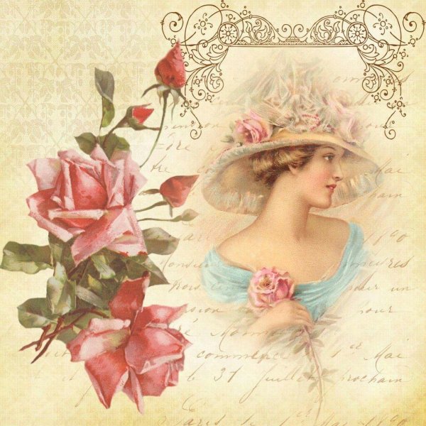 дамы на фоне для декупажа