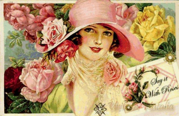 дама в шляпке ретро