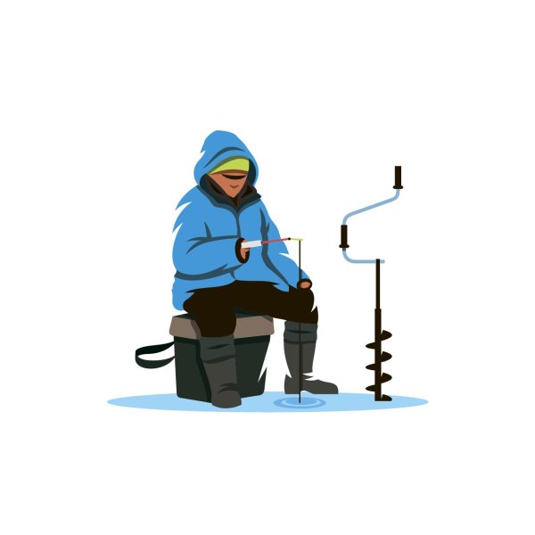 рыбак на зимней рыбалке